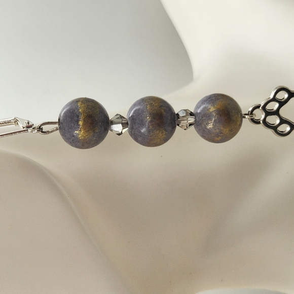 Elegant Silver and Gold Beaded Earrings - Picture 2 of 6